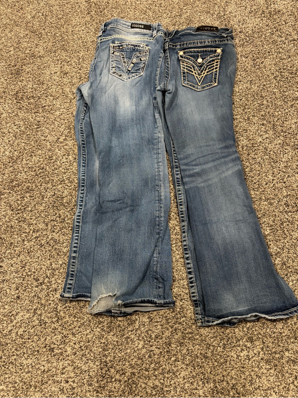 Vigoss Women's Light Blue Flare Jeans with Embroidered Back Pockets